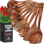 Wooden Kitchen Tools Set - 10 Durable Pieces