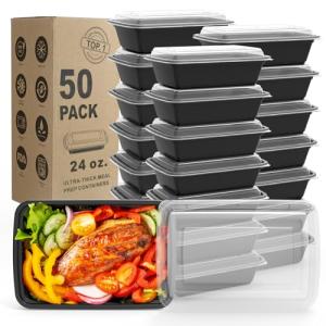 50 Pack Extra-Thick Meal Prep Containers with Lids