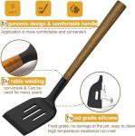 8-Piece Silicone Kitchen Utensil Set with Wooden Handles