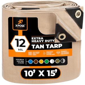Heavy Duty Tan Poly Tarp - 10' x 15