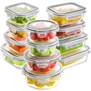HOMBERKING Airtight Glass Food Storage Containers Set