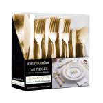 Heavy-Duty Gold Disposable Cutlery Set – 160 Pieces