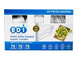 210-Piece White Disposable Cutlery Set for Camping