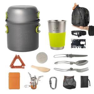 16-Piece Lightweight Camping Cookware Set for 1-2
