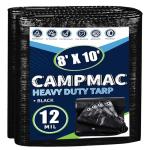 Heavy Duty Waterproof Black Tarp 8x10, 12 Mil
