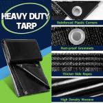 Heavy Duty Waterproof Black Tarp 8x10, 12 Mil