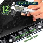 Heavy Duty Waterproof Black Tarp 8x10, 12 Mil