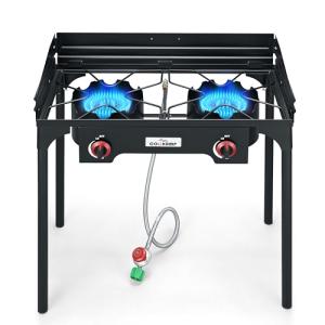 Cookamp Double Propane Burner Camp Stove with Windscreen