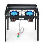 Cookamp Double Propane Burner Camp Stove with Windscreen