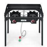Cookamp Double Propane Burner Camp Stove with Windscreen