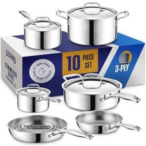 10-Piece Stainless Steel Cookware Set for Camping