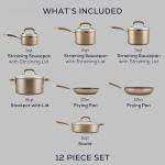 12-Piece Induction Nonstick Cookware Set in Bronze