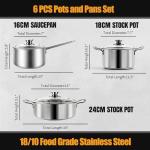 6-Piece Nonstick Stainless Steel Cooking Set