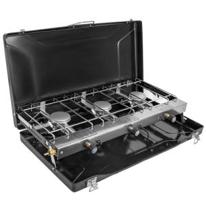 Portable 3-Burner Propane Camping Stove with Handle