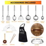 14-Piece Carbon Steel Wok Set with Wooden Lid