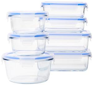 Leak-Proof Glass Food Storage Containers - 14 Pieces