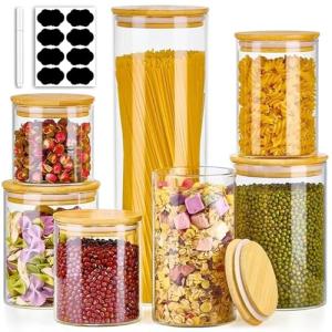 7 Pack Airtight Glass Food Storage Jars