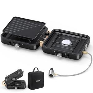 Portable 2-Burner Camping Stove with Griddle