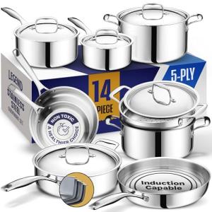 Stainless Steel 14-Piece Camping Cookware Set