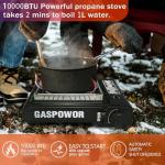 Portable Butane Camping Stove with Case, 10,000 BTU