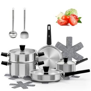 14-Piece Stainless Steel Camping Cookware Set