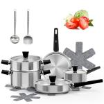 14-Piece Stainless Steel Camping Cookware Set
