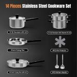 14-Piece Stainless Steel Camping Cookware Set