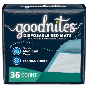 Goodnites Disposable Bed Pads for Camping 36 Ct