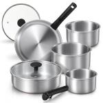Stainless Steel Camping Cookware Set with Removable Handles