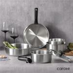 Stainless Steel Camping Cookware Set with Removable Handles