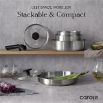 Stainless Steel Camping Cookware Set with Removable Handles