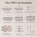 19-Piece Nonstick Ceramic Cookware Set for Camping