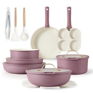 CAROTE 19-Piece Nonstick Cookware Set for Camping