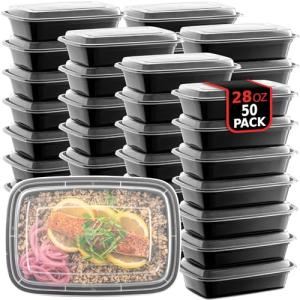 50-Pack Microwave Safe Meal Prep Containers