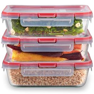 Airtight Glass Food Storage Containers - 3 Pack