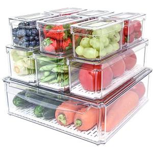 Pomeat 10-Pack Stackable Fridge Organizer Bins