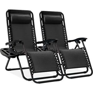 Adjustable Steel Mesh Zero Gravity Lounge Chairs - 2 Pack