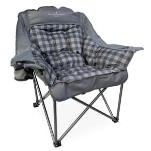 Oversize Black Sierra Plush Camping Chair with Cup Holders