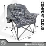 Oversize Black Sierra Plush Camping Chair with Cup Holders
