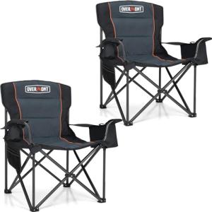 Overmont Heavy Duty Folding Camping Chair 2-Pack