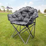 Gray Outdoor Folding Lounge Chair with Padded Cushion