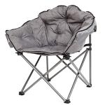 Gray Outdoor Folding Lounge Chair with Padded Cushion