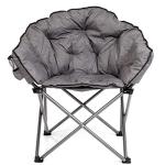 Gray Outdoor Folding Lounge Chair with Padded Cushion