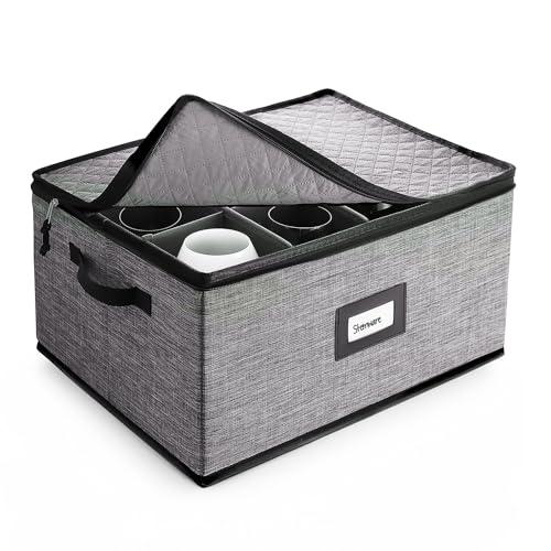 Quilted Stackable Wine Glass Storage Box, 12 Glasses
