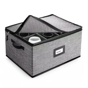 Quilted Stackable Wine Glass Storage Box, 12 Glasses