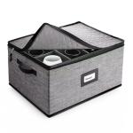 Quilted Stackable Wine Glass Storage Box, 12 Glasses