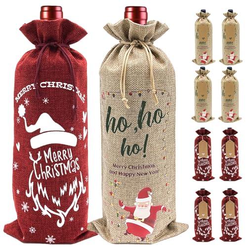 10-Pack Burlap Wine Gift Bags with Drawstring