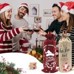 10-Pack Burlap Wine Gift Bags with Drawstring