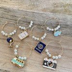 World Traveler Wine Glass Charms - Set of 6