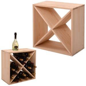 Stackable 24-Bottle Solid Wood Wine Rack